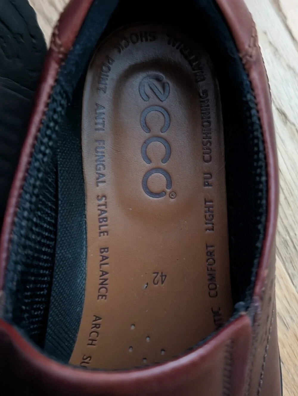 ecco men’s size 42(8/8.5) burgundy leather slip on loafers comfort dress shoes